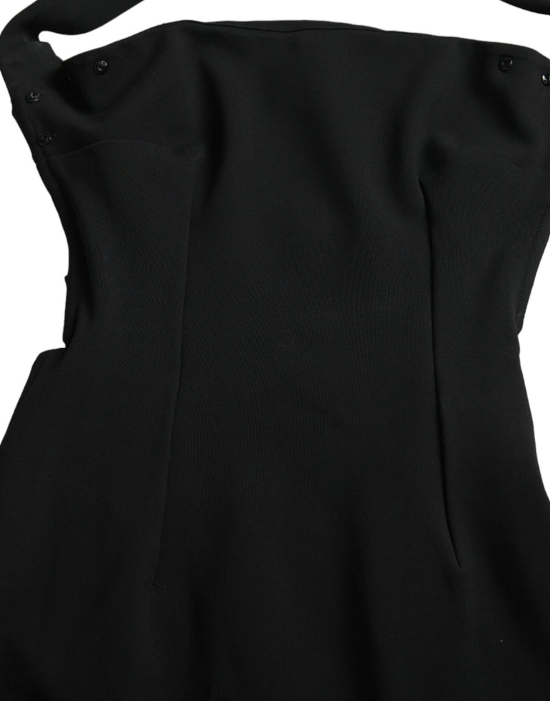 Élégant robe midi licou de gaine noire