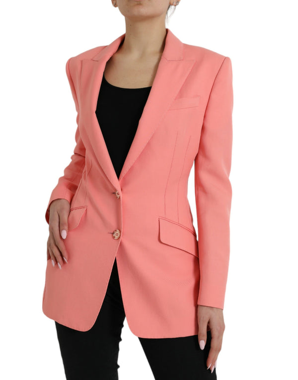 Blazer de solapa de pico rosa elegante