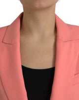 Blazer de solapa de pico rosa elegante