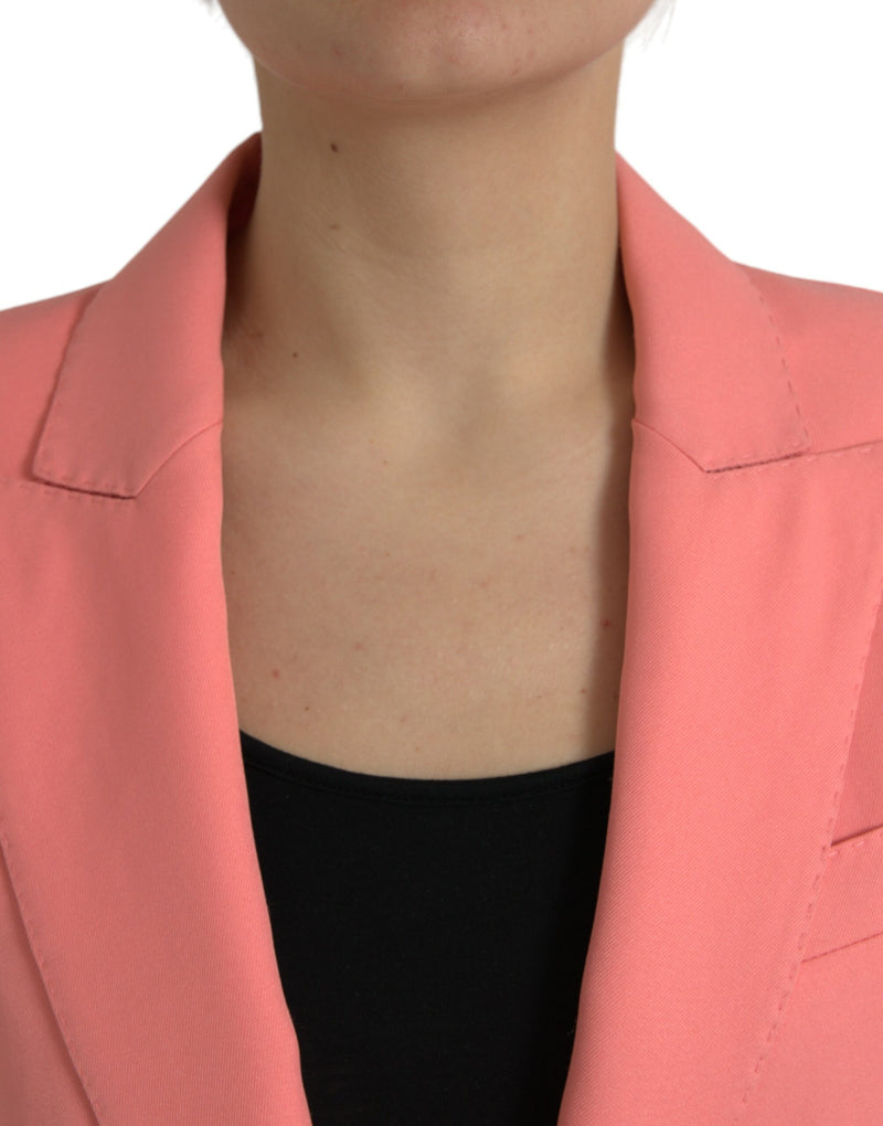 Blazer de solapa de pico rosa elegante