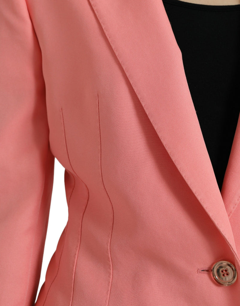 Blazer de solapa de pico rosa elegante