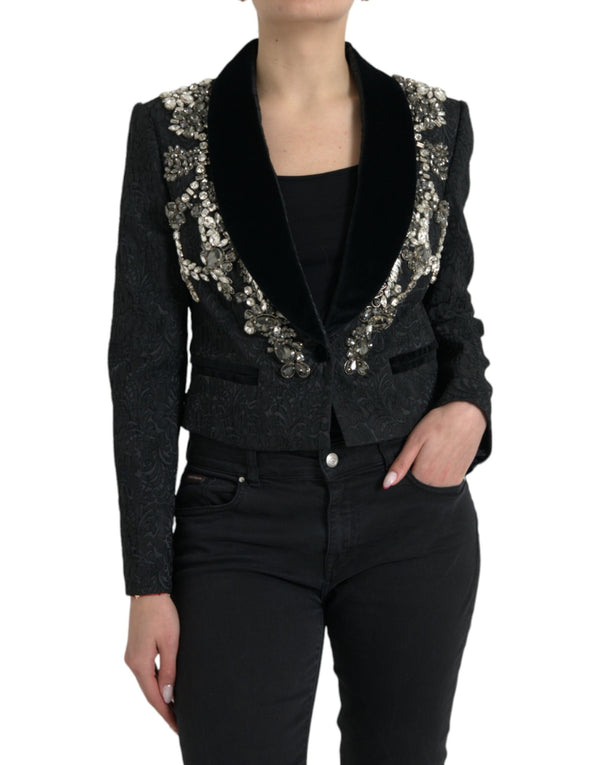 Elegante chaqueta de abrigo negro adornado