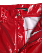 Pantalon maigre de taille haute rouge