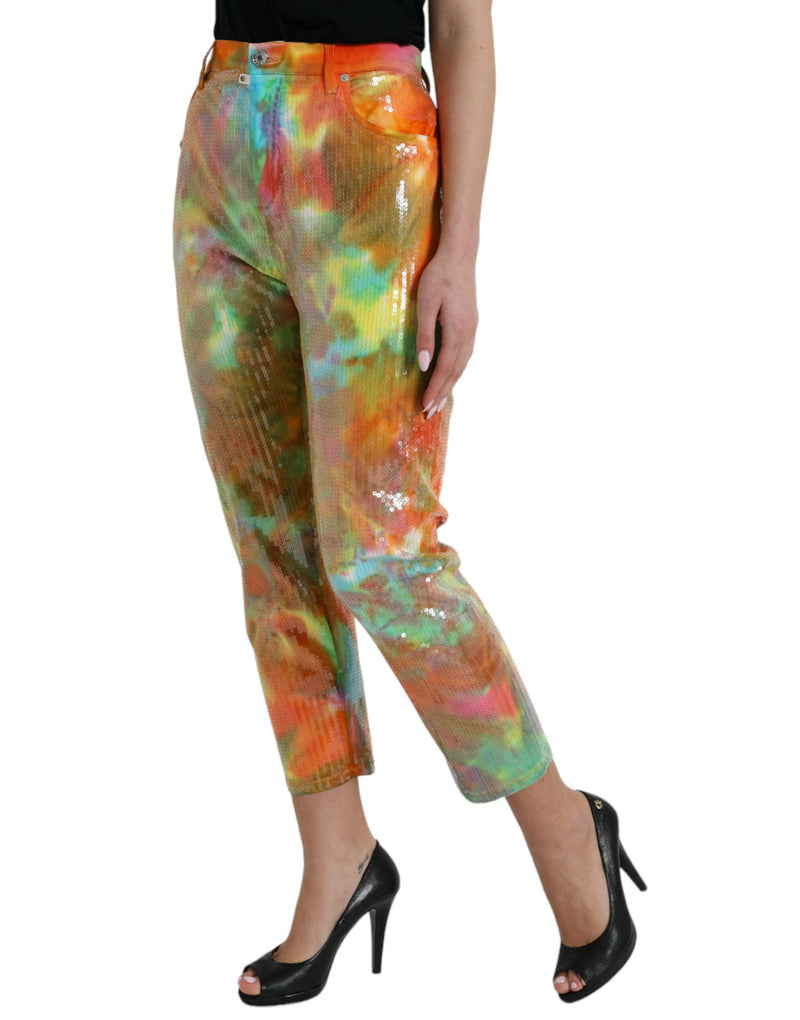 Multicolor High Waist Cropped Pants