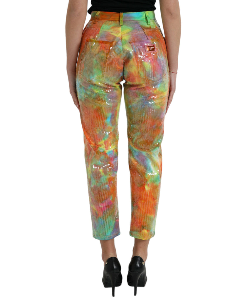 Pantalon à taille haute multicolore