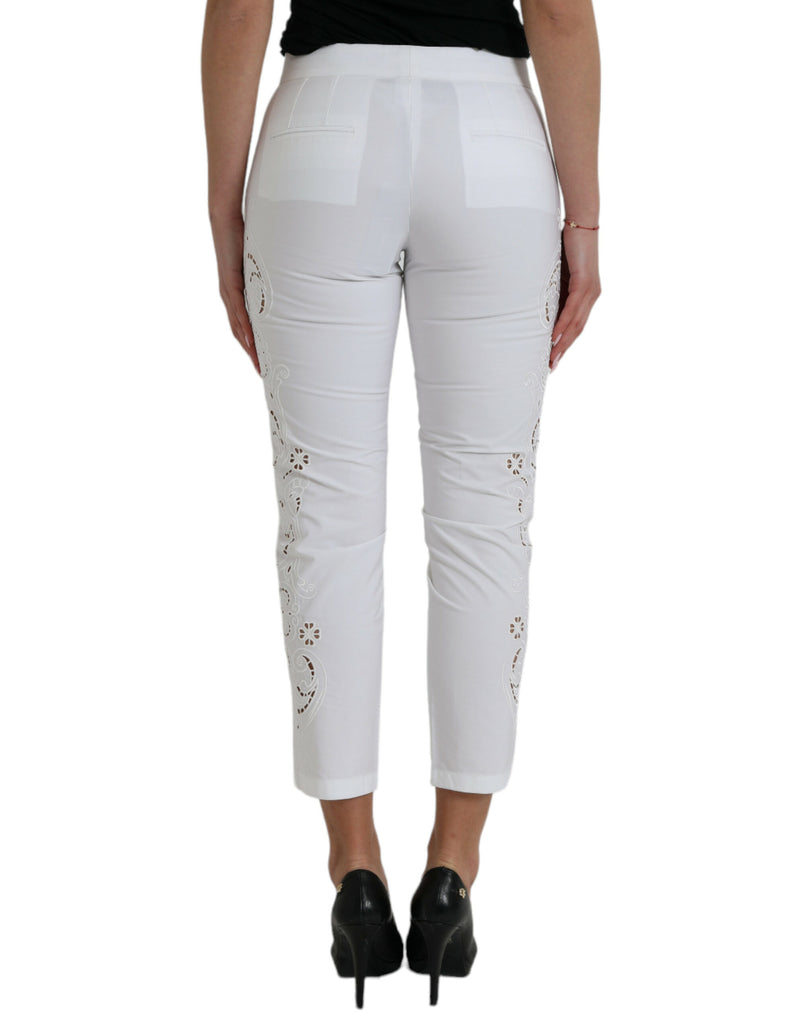 Elegantes pantalones de cintura media cónica blanca