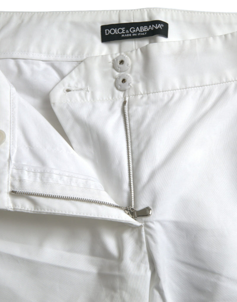 Elegant White Tapered Mid Waist Pants