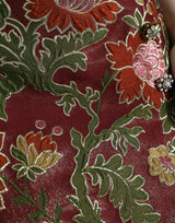 Mini jupe de Jacquard Floral Maroon Floral