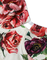 Miscela di seta floreale bustier crop top