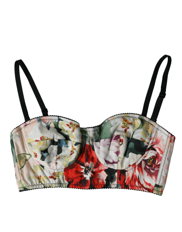 Top de cultivo de bustier floral multicolor