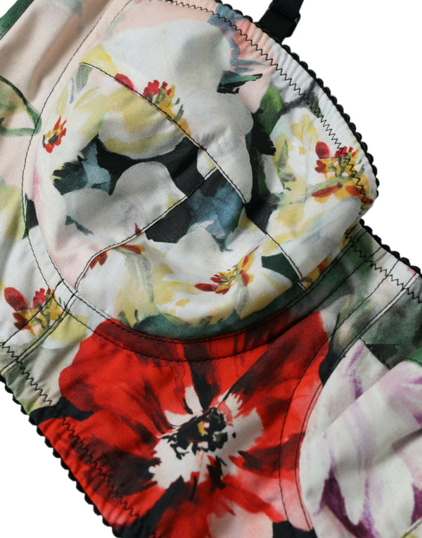 Top de cultivo de bustier floral multicolor