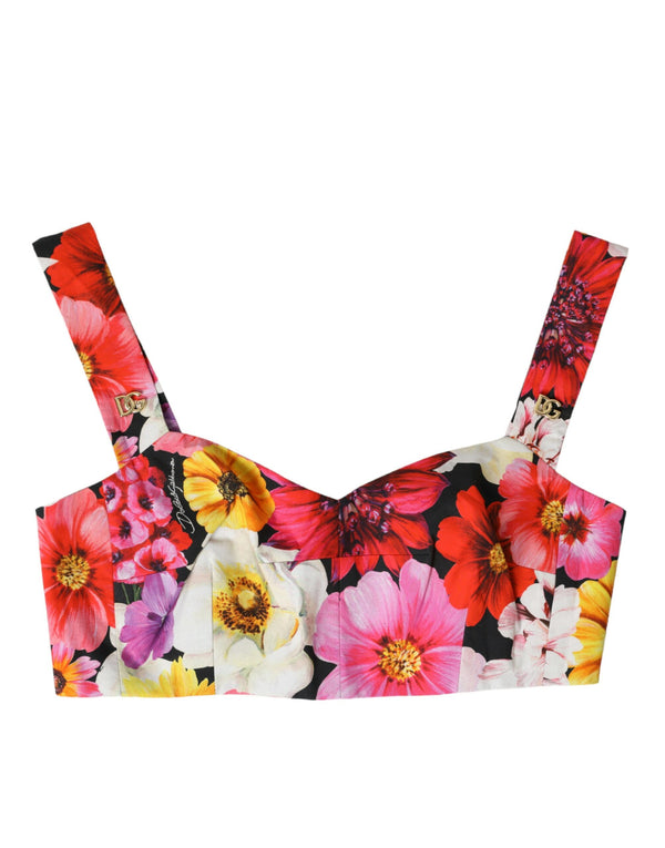 Exquisito top de cultivo de bustier floral