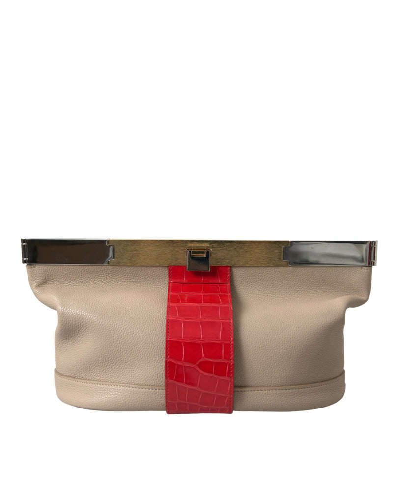 Clutch in pelle esotica a due toni