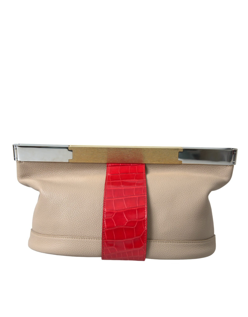 Clutch in pelle esotica a due toni