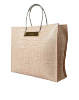 Alligator Leather Chic Pink Tote Bag