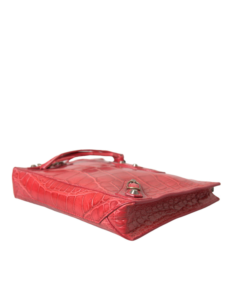 Clutch in pelle alligatore rosso esotico