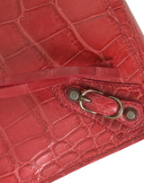 Embrayage en cuir alligator rouge exotique