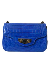 Alligator -Haut -Mini -Umhängetasche - elegant blau