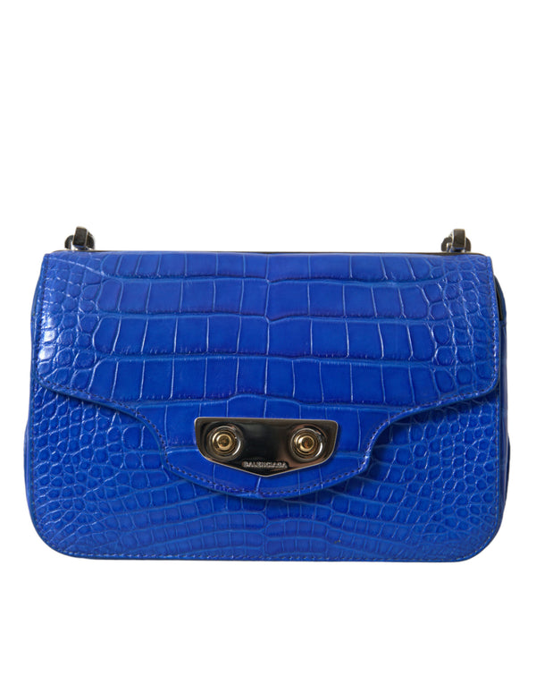 Alligator -Haut -Mini -Umhängetasche - elegant blau