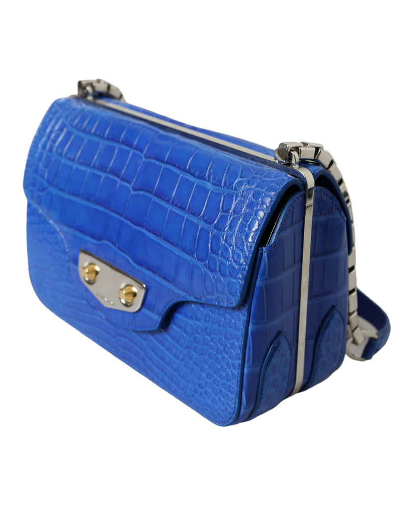 Borsa a tracolla della pelle dell'alligatore - Blu elegante