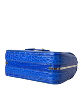 Borsa a tracolla della pelle dell'alligatore - Blu elegante