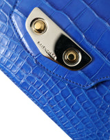 Mini bolso de hombro de piel de cocodrilo - azul elegante