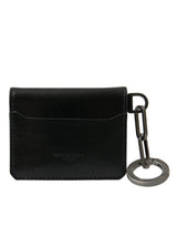 Portafoglio porta portano con carta logo bifold in pelle nera