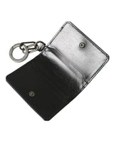 Black Leather Bifold Logo Card Holder Keyring Πορτοφόλι