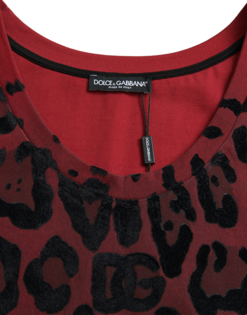 T-shirt per canotta senza maniche con stampa leopardata rossa