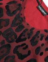 T-shirt per canotta senza maniche con stampa leopardata rossa