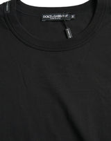 Black Logo Embossed Crew Neck Short Sleeves T-shirt