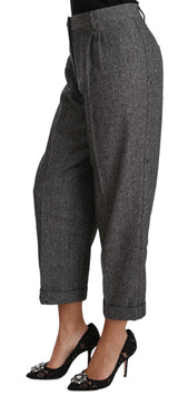 Elegantes pantalones de mezcla de lana gris