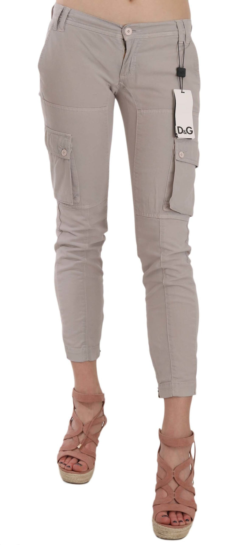 Pantaloni di miscela di cotone kaki chic