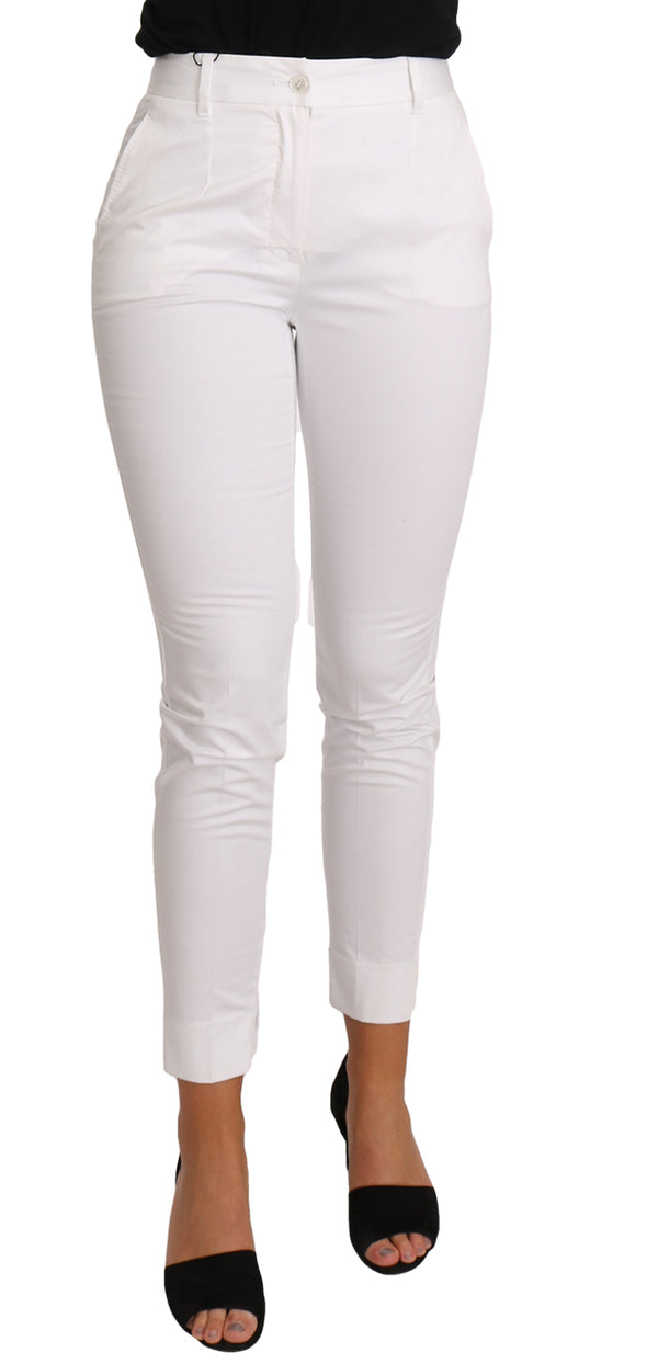 Pantalon de robe mince blanc chic