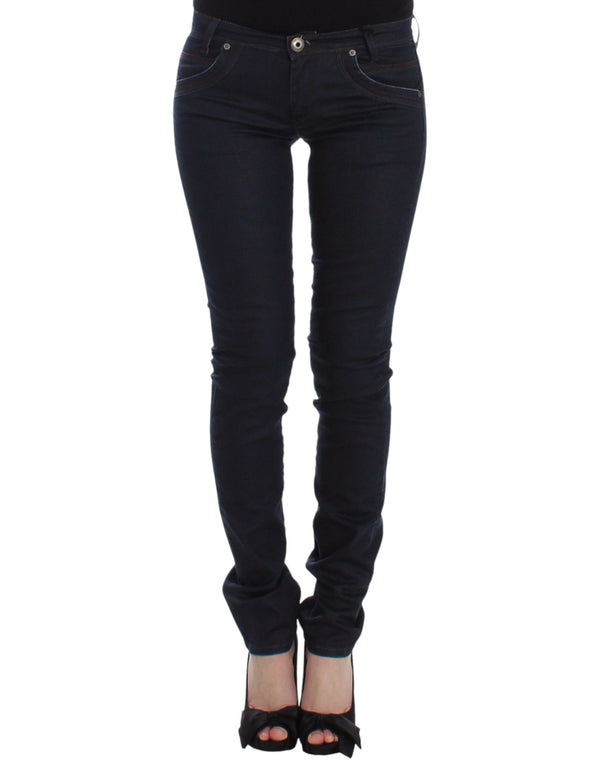 Jeans slim blu scuro chic per stile elegante