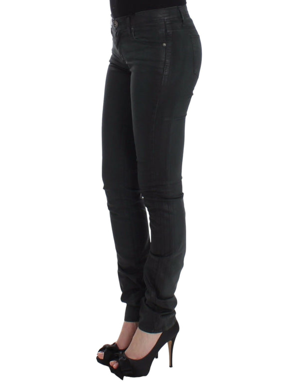 Elegante dunkelgrüne schlanke Fit -Jeans