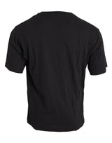 T-shirt in troupe in cotone tasca stampato nero