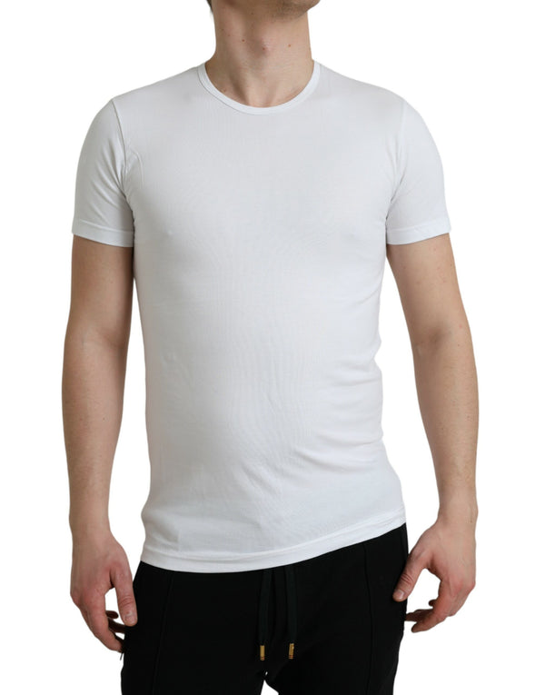 T-shirt de sous-vêtements de couches à cou rond en coton blanc