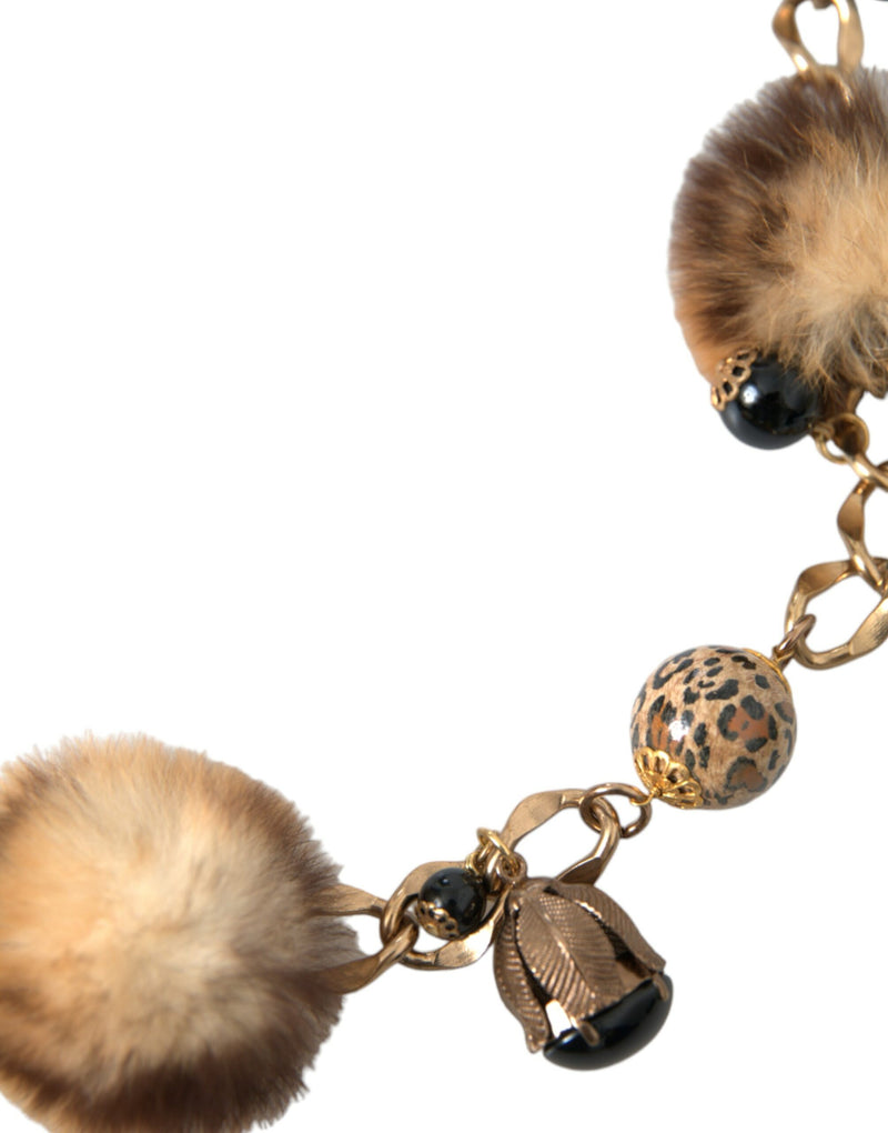 LEOPARDO DE GOORTA LEOPARD FUR Pearl Collier Cinturón de la cadena