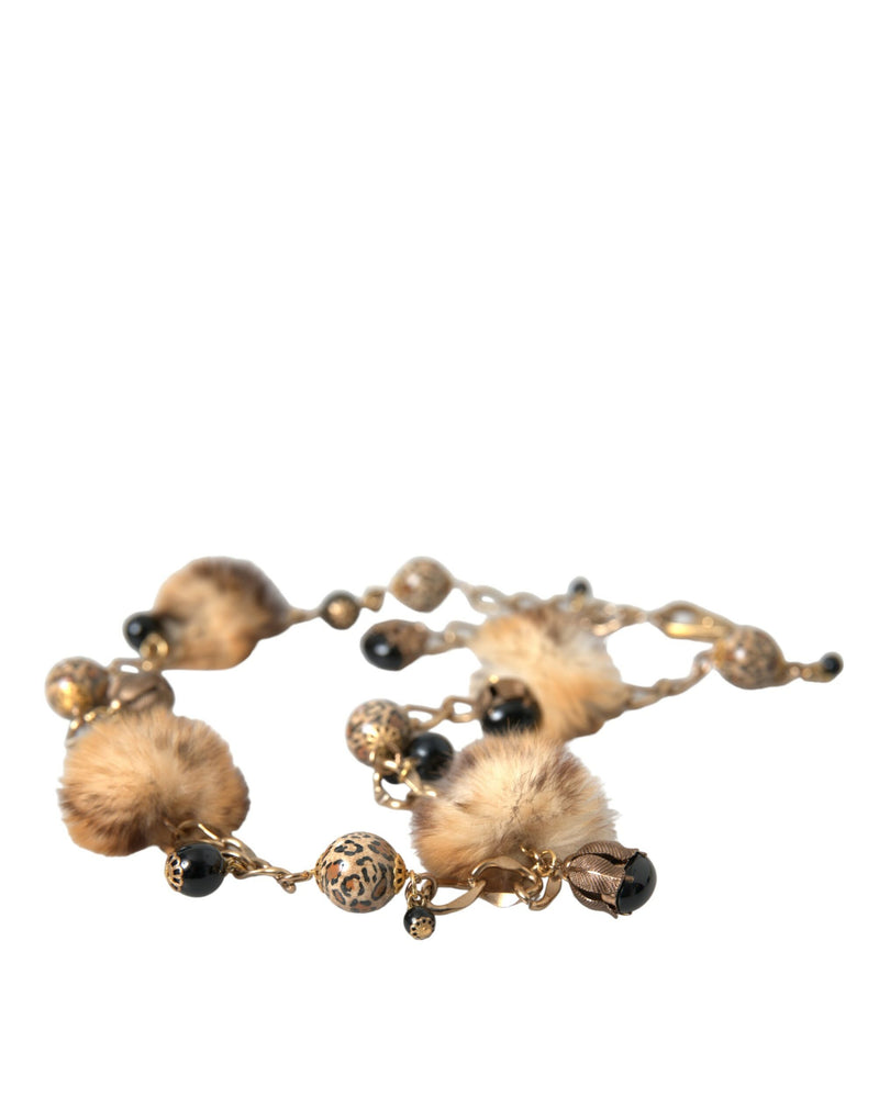 LEOPARDO DE GOORTA LEOPARD FUR Pearl Collier Cinturón de la cadena