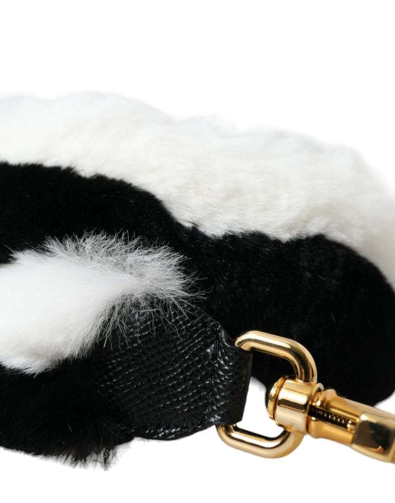 Bandoulière accessoire en fourrure de lapin noir noir