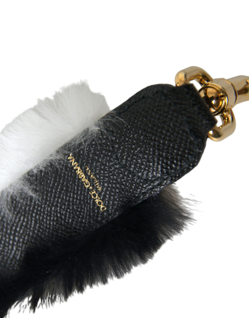 Bandoulière accessoire en fourrure de lapin noir noir