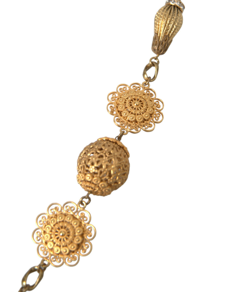 Collana in ottone in oro in filigrana fiore di cristallo