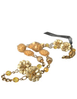 Collana in ottone in oro in filigrana fiore di cristallo