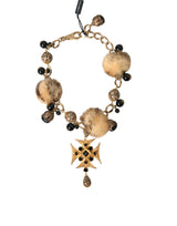 Cristalli neri oro Lapin Filigree Chocker Collana