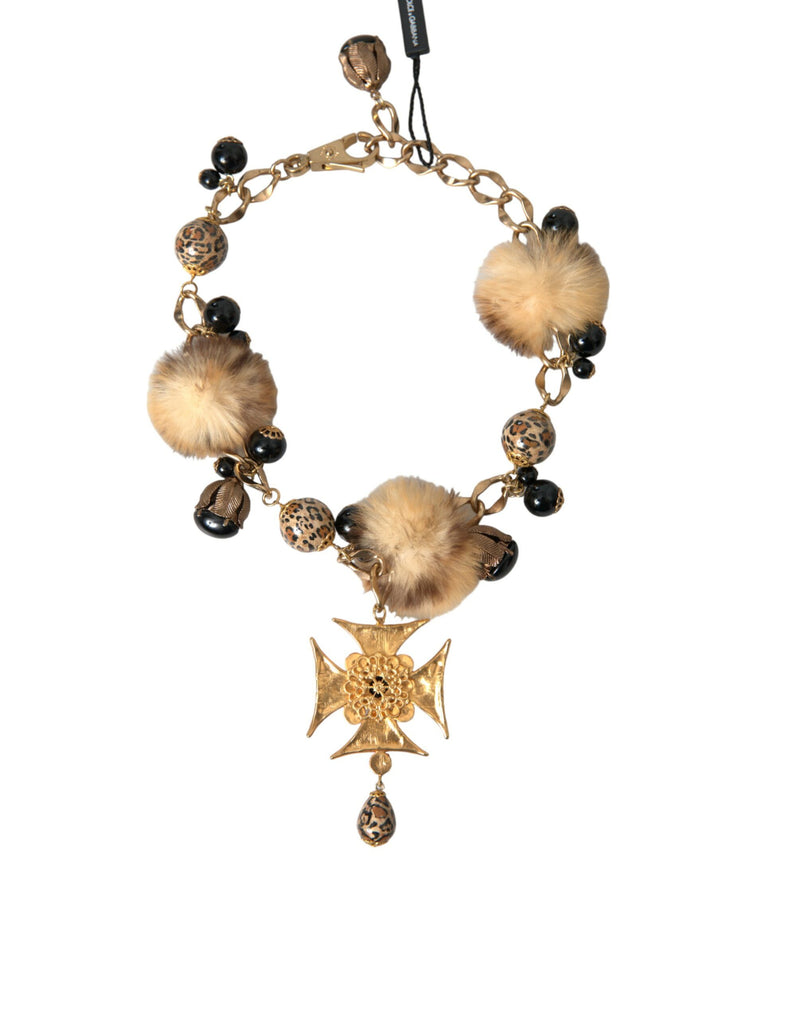 Collier de choker filigrane à fourrure lapin de lapin fur