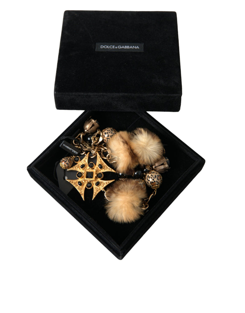 Cristales negros de oro Lapin Fur Filigree Collar