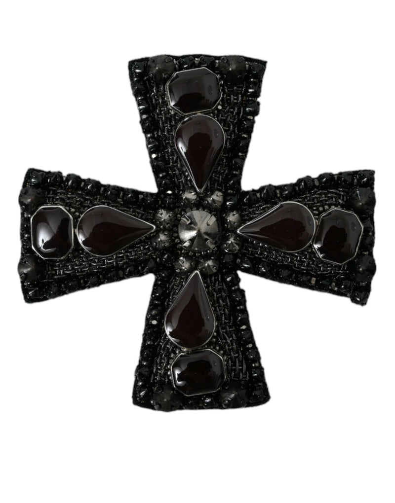 Schwarze Kristalle verschönerte Cross Pin Brosche