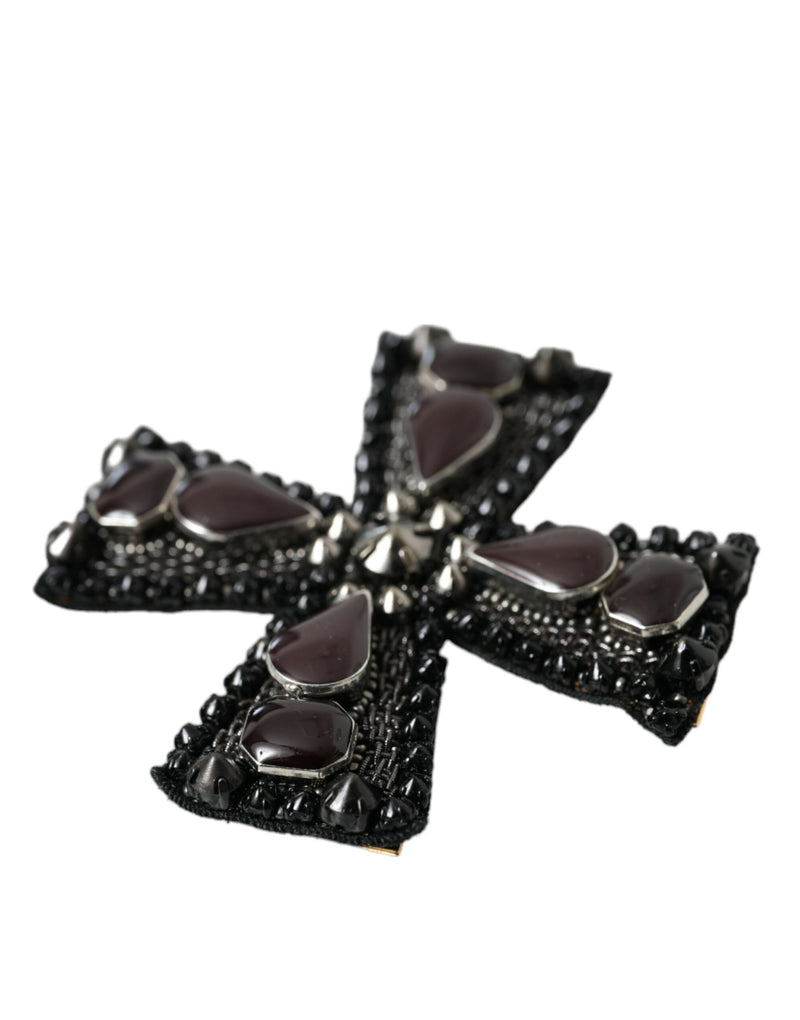 Schwarze Kristalle verschönerte Cross Pin Brosche