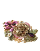 Clip per capelli con paillettes floreali in ottone oro